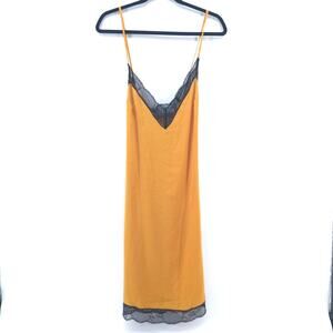 Midnight Bakery Y2K Lace Babydoll Mustard Marigold Slip Dress Mini Dress M